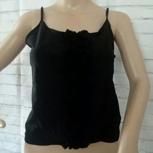 Ralph Lauren Black Ruffle Crop Top Tank Size M